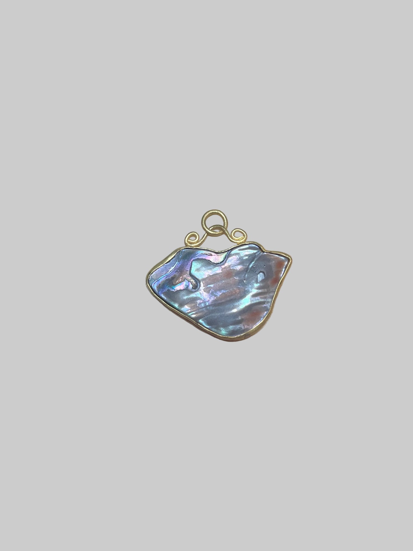 22k Gold Abalone pendant on silk cord