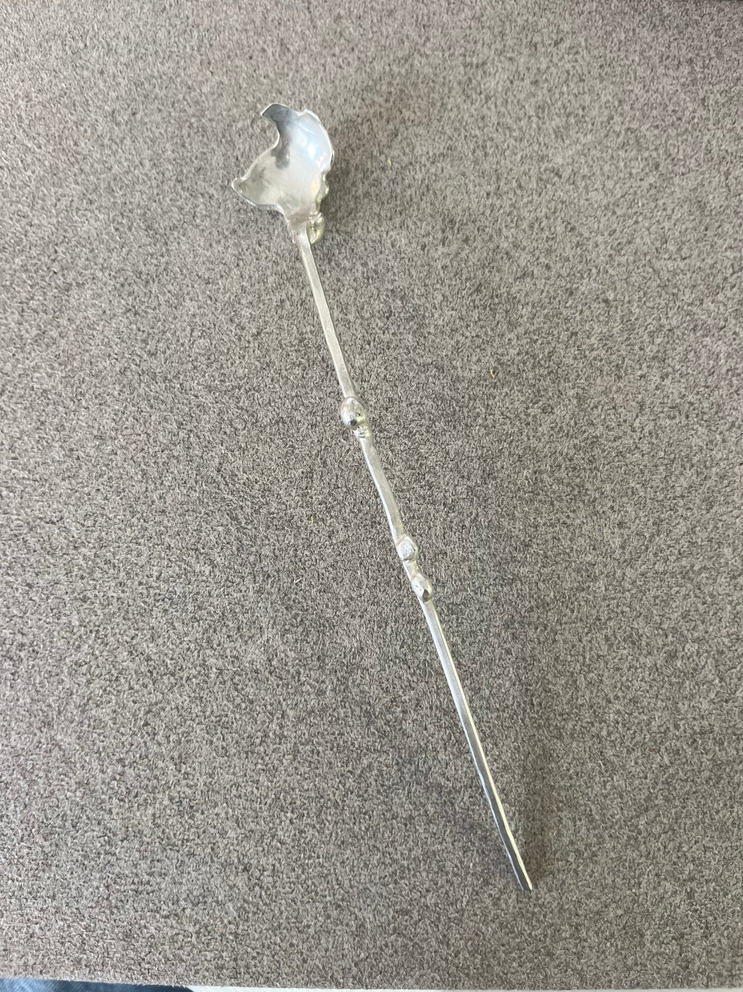 Fine silver organic olive spoon