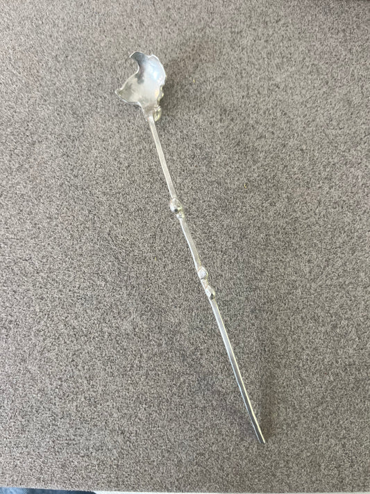 Fine silver organic olive spoon