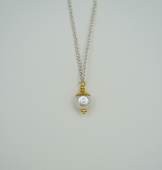 Pearl Pendant on Braided Silk