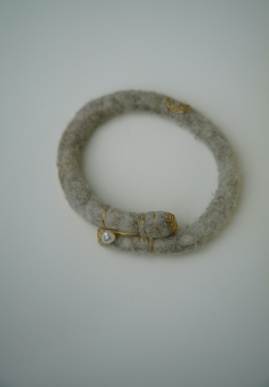 Merino Wool Bracelet with Pearl