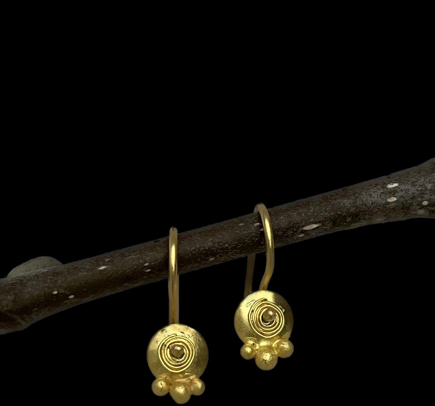 Orb earrings with Filagree Spiral